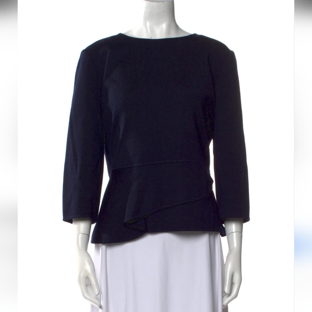 ST. JOHN Wool Blend Top With 3/4 Sleeves Sz 0